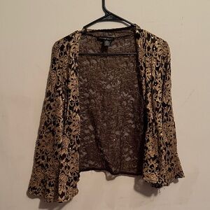 Chic Black and Gold Lace Cardigan